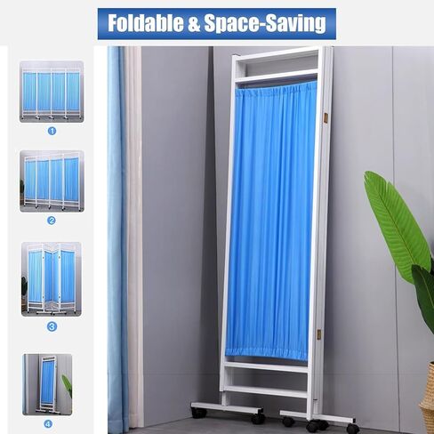 4 Panel Mobile Medical Privacy Screen, Ward/Beauty Salon/Health Hall Standing Door Partition, 6ft High Folding Room Divider, Space Saving in Saudi Arabia