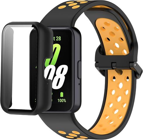 أحزمة سيليكون متوافقة مع هاتف Samsung Galaxy Fit 3 SM-R390، مع حافظة من البولي كربونات وسوار ساعة رياضي مقاوم للماء وشرائط ناعمة قابلة للتنفس للرجال والنساء in Kuwait