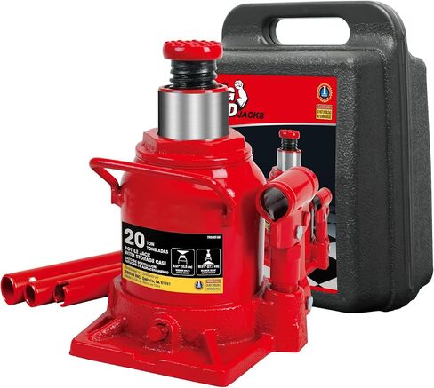 Big Red 20 Ton (40,000 lb) Low Profile Hydraulic Bottle Jack with Carrying Case，Red in Saudi Arabia