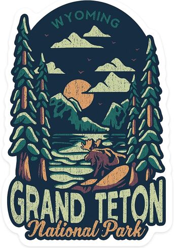 Lantern Press Sticker Grand Teton, Wyoming Distressed Die Cut Vinyl, (Waterproof Decal for Cars, Water Bottles, Laptops, Coolers), Small in Saudi Arabia