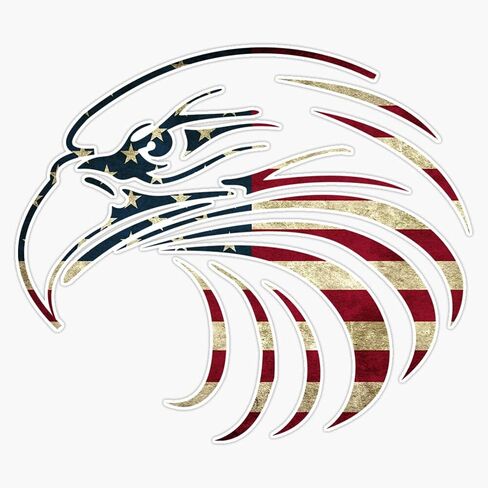 ملصق جداري للكمبيوتر المحمول مطبوع عليه وجه النسر الأمريكي من الفينيل مقاس 5 بوصات، RDB-USA-STICKERS-1019 in Kuwait