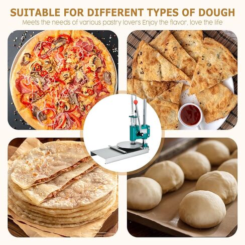 Manual Pizza Dough Press Machine, 9.5 Inch Adjustable Pizza Pastry Press Plate for Homemade Pizza, Hand Pies, Meatloaf, Soft Rolls, Stainless Steel Bread Presser for Kitchen & Restaurant in Saudi Arabia