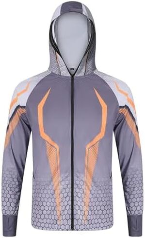 Men's Full Zipper Sun Protection Hooded Fishing Clothes, Outdoor Sunscreen clothing,Lightweight Long Sleeve Activewear in Saudi Arabia