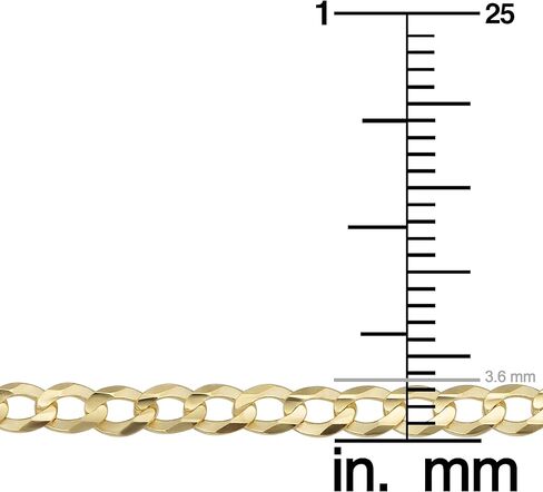 Kooljewelry Men's or Women's 10k Yellow Gold 3.6 mm Curb Link Chain Necklace in Saudi Arabia
