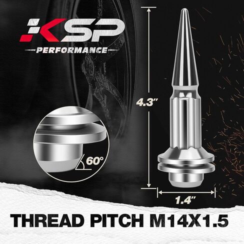 KSP M14x1.5 صواميل شفة سبايك لتاكوما 2024-2026 6 عجلة مصنع العروة، 24 قطعة أكبر 6 صواميل مسننة تناسب 2025+4 عداء/2022+ تندرا، صواميل مدببة من الكروم مع مقبس واحد يعمل على حافة المخزون in Saudi Arabia