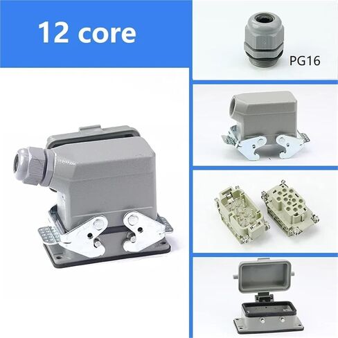 HDC-HE-012 موصل مستطيل للخدمة الشاقة 12-core مقبس صناعة الطيران 500 فولت 16A 1 قطعة (خط جانبي مع غطاء) in Kuwait