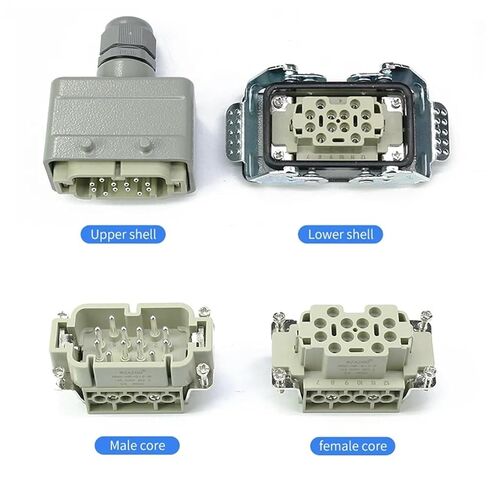 HDC-HE-012 موصل مستطيل للخدمة الشاقة 12-core مقبس صناعة الطيران 500 فولت 16A 1 قطعة (خط جانبي مع غطاء) in Kuwait