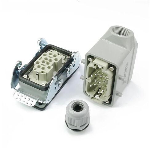 HDC-HE-012 موصل مستطيل للخدمة الشاقة 12-core مقبس صناعة الطيران 500 فولت 16A 1 قطعة (خط جانبي مع غطاء) in Kuwait