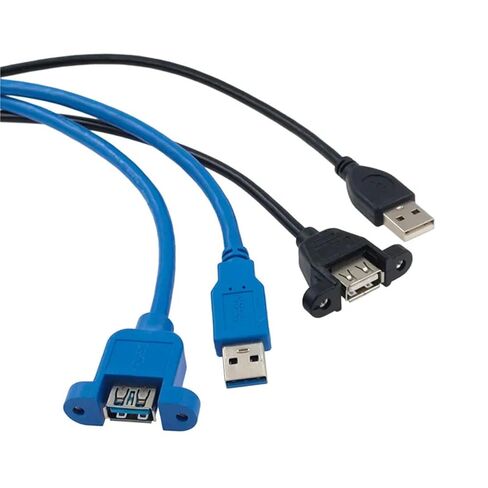 USB2.0 USB 3.0 تمديد كابل ذكر إلى أنثى موسع مزامنة البيانات لا المسمار لوحة جبل موصل 1 قطعة (USB 2.0 F-M 1 متر) in Kuwait