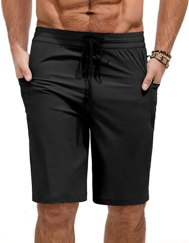 Gleeease Board Shorts Men's Mens Swim Trunks 9 inch Pockets Drawstring Quick Dry Stretch No Liner Surf Beach Swimming in Saudi Arabia