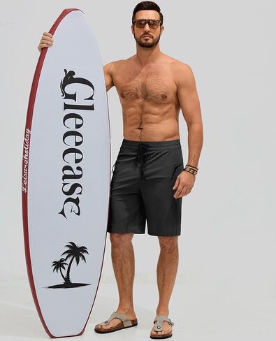 Gleeease Board Shorts Men's Mens Swim Trunks 9 inch Pockets Drawstring Quick Dry Stretch No Liner Surf Beach Swimming in Saudi Arabia