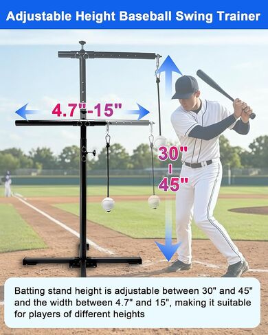 Batting Tee with Tethered Ball, Height Adjustable from 30" to 45" Baseball Batting Trainer, Batting Practice Equipment with 2 Sandbags, Baseball Swing Trainer to Improve Swing Power and Accuracy in Saudi Arabia