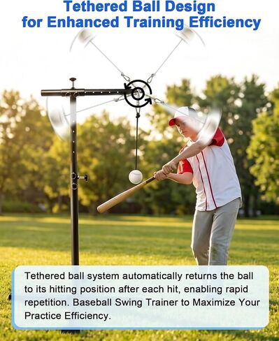 Batting Tee with Tethered Ball, Height Adjustable from 30" to 45" Baseball Batting Trainer, Batting Practice Equipment with 2 Sandbags, Baseball Swing Trainer to Improve Swing Power and Accuracy in Saudi Arabia