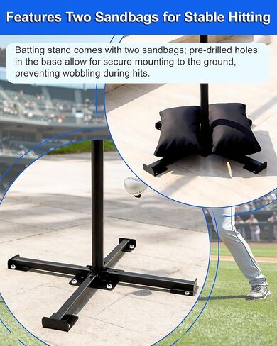 Batting Tee with Tethered Ball, Height Adjustable from 30" to 45" Baseball Batting Trainer, Batting Practice Equipment with 2 Sandbags, Baseball Swing Trainer to Improve Swing Power and Accuracy in Saudi Arabia