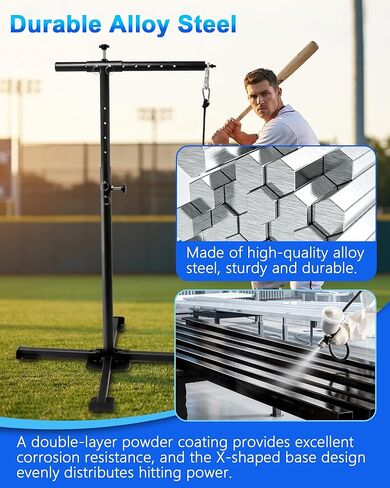 Batting Tee with Tethered Ball, Height Adjustable from 30" to 45" Baseball Batting Trainer, Batting Practice Equipment with 2 Sandbags, Baseball Swing Trainer to Improve Swing Power and Accuracy in Saudi Arabia