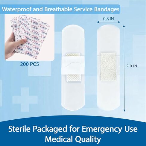 200 Pcs Clear Adhesive Bandages Waterproof PE Bulk Sterile Pads Latex-Free for First Aid & Wound Care in Saudi Arabia