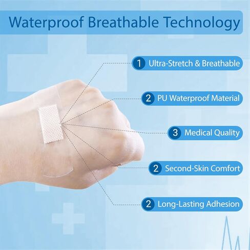 200 Pcs Clear Adhesive Bandages Waterproof PE Bulk Sterile Pads Latex-Free for First Aid & Wound Care in Saudi Arabia