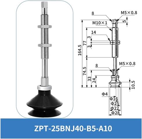 1Pcs ZPT Full Set Industrial Vacuum Suction Cup ZPT-16BN-J10-B5-A10 ZPT-20BN-J10-B5-A10 Vacuum Sucker(ZPT-25BGN-J40-B5-A10) in Saudi Arabia