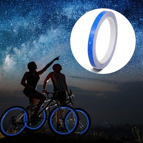 TIESOME Neon Reflective Tape 0.4In x 26 Feet, Safety Warning Glow in The Dark Tape High Viscosity Waterproof Durable Lasting Color Neon Tapes Outdoor DOT Auto Stickers (Blue) in Saudi Arabia