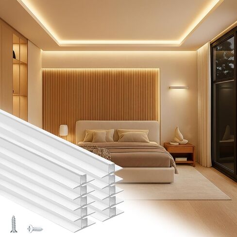 Nuanchu 10 Pack 3.3 Ft/1 M T Shape LED Aluminum Channel Plaster in Recessed White LED Strip Light Shadow Channel with Milky Diffuser, Suspended Ceiling Baseboard Edge Trim Profile in Saudi Arabia