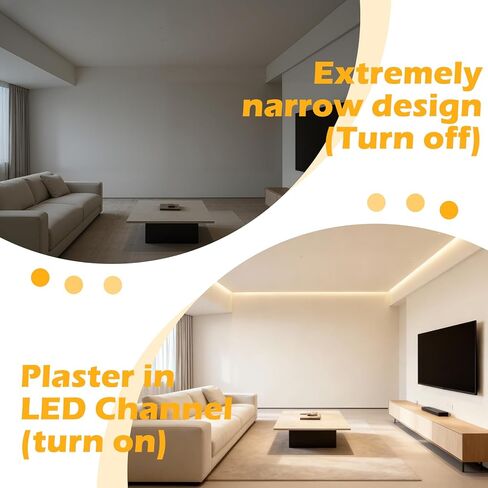 Nuanchu 10 Pack 3.3 Ft/1 M T Shape LED Aluminum Channel Plaster in Recessed White LED Strip Light Shadow Channel with Milky Diffuser, Suspended Ceiling Baseboard Edge Trim Profile in Saudi Arabia