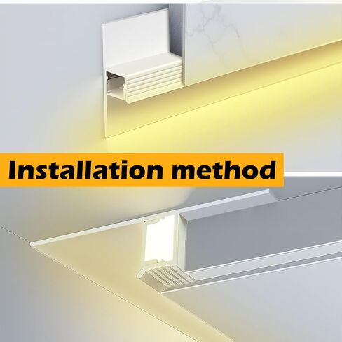 Nuanchu 10 Pack 3.3 Ft/1 M T Shape LED Aluminum Channel Plaster in Recessed White LED Strip Light Shadow Channel with Milky Diffuser, Suspended Ceiling Baseboard Edge Trim Profile in Saudi Arabia