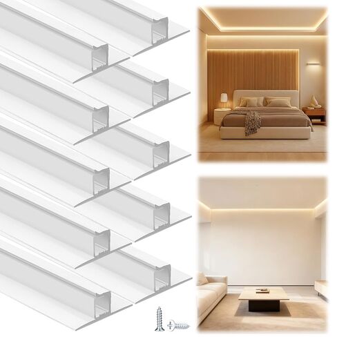Nuanchu 10 Pack 3.3 Ft/1 M T Shape LED Aluminum Channel Plaster in Recessed White LED Strip Light Shadow Channel with Milky Diffuser, Suspended Ceiling Baseboard Edge Trim Profile in Saudi Arabia