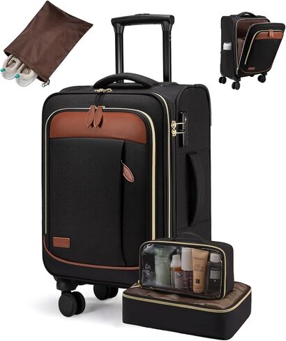 LOVEVOOK 4 Pcs Carry On Luggage 22x14x9 Airline Approved 20 Inch Underseat Carry on Suitcase for Women Men Softside Travel Luggage with Spinner Wheels and TSA Lock in Saudi Arabia
