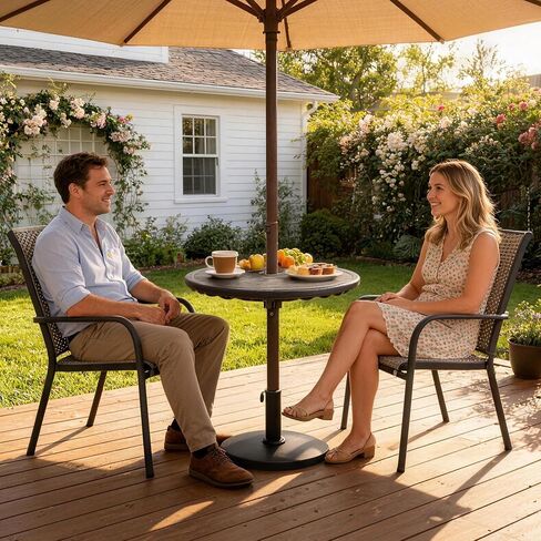 Sundale Outdoor Adjustable Umbrella Table, Portable Round Table Tray with Umbrella Hole, for Beach Patio Garden Poolside 20in Dia in Saudi Arabia