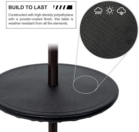 Sundale Outdoor Adjustable Umbrella Table, Portable Round Table Tray with Umbrella Hole, for Beach Patio Garden Poolside 20in Dia in Saudi Arabia