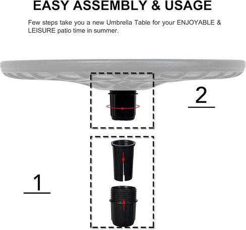Sundale Outdoor Adjustable Umbrella Table, Portable Round Table Tray with Umbrella Hole, for Beach Patio Garden Poolside 20in Dia in Saudi Arabia
