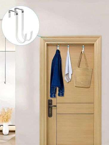 4 Pack Over The Door Hooks,Heavy Duty Hangers with Rubber Pads to Prevent Scratches, Organizer for Hanging Clothes, Towels, Hats, Coats in Living Room, Bathroom, Bedroom, Kitchen, White in Saudi Arabia