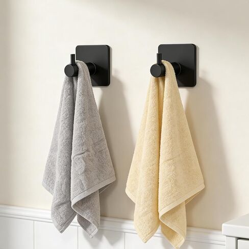 2 Pack Large Heavy Duty Adhesive Hooks, Waterproof Self Adhesive Wall Hangers for Hanging Towel Coat Keys, Strong Sticky Hooks for Bathroom Shower Kitchen Door Outdoor Home Utility （Black in Saudi Arabia