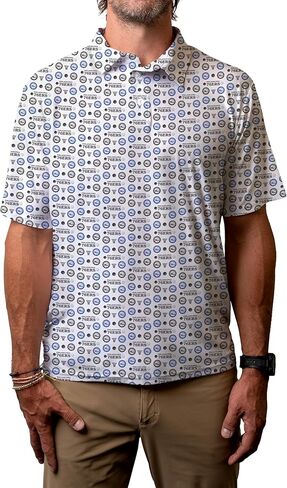 Blue 84 NBA Mens NBA Officially Licensed Short Sleeve Performance Polo All Over Print White in Saudi Arabia