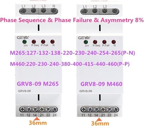 GRV8-09 فشل مرحل تسلسل الطور 8A 2SPDT 36 مم جهاز مراقبة العرض (GRV8-09 M265) in Kuwait