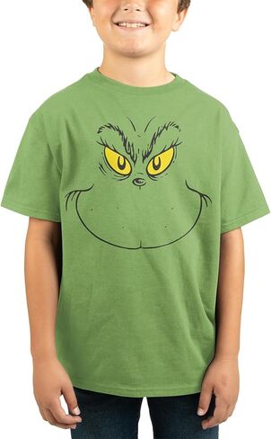 تي شيرت Bioworld The Grinch Face Boys Forest Green Crew بأكمام قصيرة in Kuwait