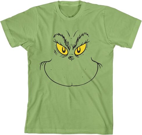 تي شيرت Bioworld The Grinch Face Boys Forest Green Crew بأكمام قصيرة in Kuwait