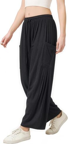 GRAN ORIENTE Loose Wide Leg Linen Pants Women,Barrel Baggy Palazzo Trousers,Summer Flowy Pant for Beach Vacation Travel in Saudi Arabia