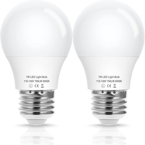 EvaStary 60W Equivalent Refrigerator Light Bulb, 7W 120V A15 Fridge Waterproof Appliance Fridge Light Bulbs, E26 Daylight White 5000K 700 Lumen for Home Bathroom Kitchen Lamp, Non-Dimmable, 2 Pack in Saudi Arabia