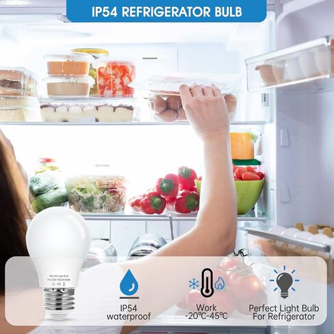 EvaStary 60W Equivalent Refrigerator Light Bulb, 7W 120V A15 Fridge Waterproof Appliance Fridge Light Bulbs, E26 Daylight White 5000K 700 Lumen for Home Bathroom Kitchen Lamp, Non-Dimmable, 2 Pack in Saudi Arabia