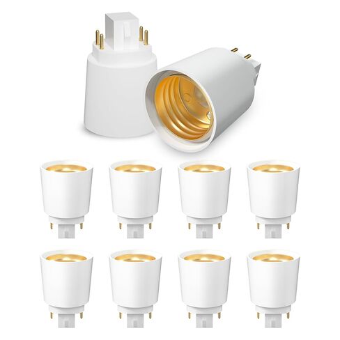 محول Bonlux Gx24q إلى E26، محول مقبس Gx24q إلى E26/E27، محول قاعدة Gx24 إلى متوسط ​​Edison، محول قاعدة مصباح CFL 4 دبوس، Gx24/Gx24q إلى E26 تركيبات الإضاءة، إزالة تجاوز الصابورة، 10 عبوات in Kuwait