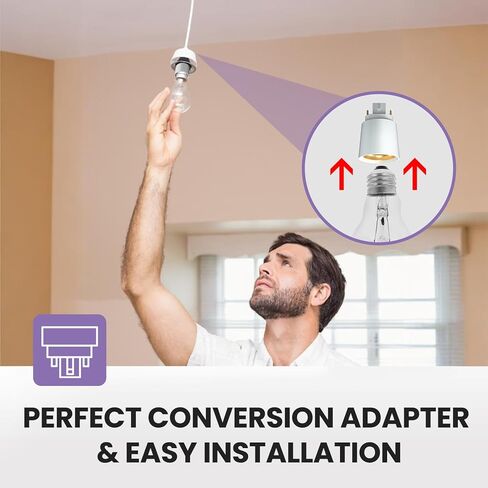 Bonlux Gx24q to E26 Adapter, Gx24q to E26/E27 Socket Adapter, Gx24 to Medium Edison Base Adapter, 4 Pin CFL Lamp Base Converter, Gx24/Gx24q to E26 Light Fixture, Remove Bypass The Ballast, 10-Pack in Saudi Arabia