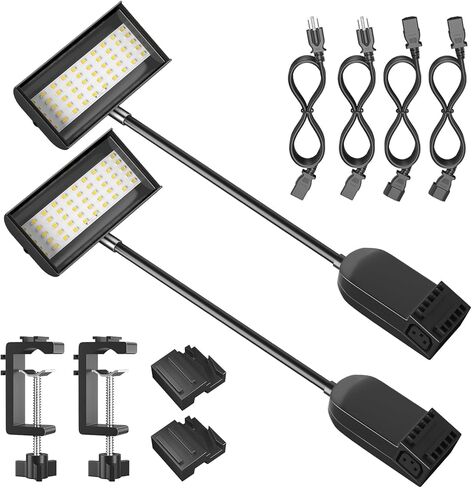 HitLights Trade Show Lights شاشة LED وإضاءة ذراع العرض، وأضواء المعرض التجاري القابلة للتوصيل متضمنة المشابك، وأقواس التثبيت، وكابلات الطاقة، وكابلات التوصيل (قطعتان باللون الأسود) in Kuwait