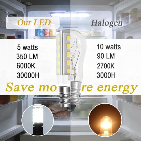 لمبة مجفف GARTO 120 فولت 10 وات 25 وات مكافئة WE05X20431 WP22002263 مصابيح LED للأجهزة E12 5W 6000K بيضاء لأسطوانة المجفف، وموزع ثلج الماء، والثلاجات، ومصباح العرض-2 حزمة. in Kuwait