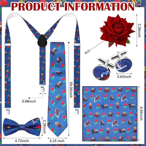 Ramede 6 Pcs African Print Cloth Kente Bowtie Set for Men Kente Pre-tied Bowtie Necktie Pocket Square Suspenders Boutonniere Pin Cufflinks African Attire Accessories for Kwanzaa Christmas in Saudi Arabia