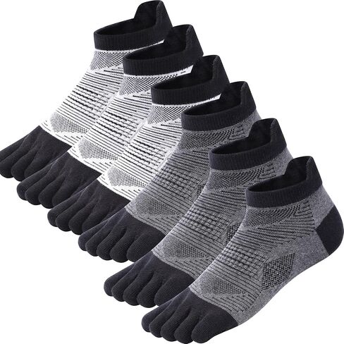 Men's Toe Sports Socks Cotton Low-Cut Five-Toe Running Socks Moisture Wicking Quick Dry 6 Pairs Size 6-12 in Saudi Arabia