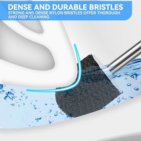 Toilet Brush, 2 PCS Toilet Brush and Holder with 304 Stainless Steel Handle, Space Saving Toilet Bowl Brush for Storage, Durable Bristles Toilet Scrubber for Bathroom Cleaning in Saudi Arabia