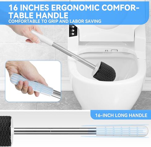 Toilet Brush, 2 PCS Toilet Brush and Holder with 304 Stainless Steel Handle, Space Saving Toilet Bowl Brush for Storage, Durable Bristles Toilet Scrubber for Bathroom Cleaning in Saudi Arabia