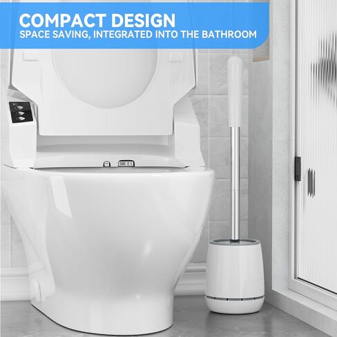 Toilet Brush, 2 PCS Toilet Brush and Holder with 304 Stainless Steel Handle, Space Saving Toilet Bowl Brush for Storage, Durable Bristles Toilet Scrubber for Bathroom Cleaning in Saudi Arabia
