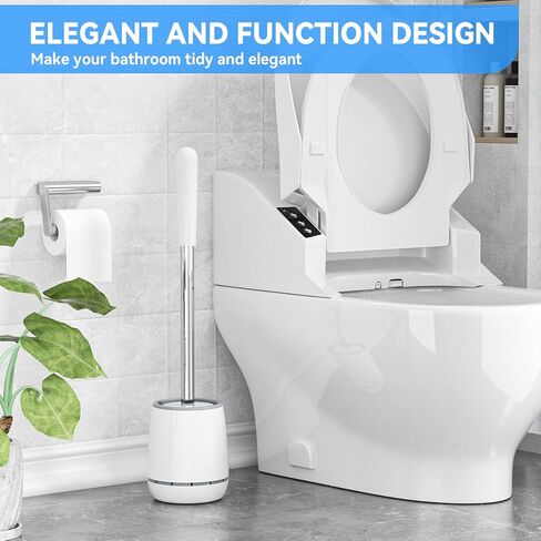 Toilet Brush, 2 PCS Toilet Brush and Holder with 304 Stainless Steel Handle, Space Saving Toilet Bowl Brush for Storage, Durable Bristles Toilet Scrubber for Bathroom Cleaning in Saudi Arabia